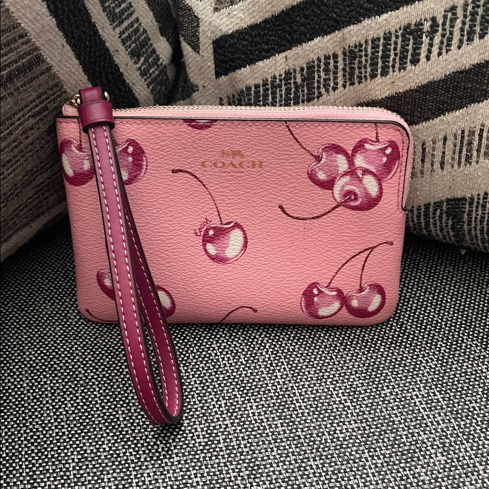 Coach Pink Cherry Pattern Wristlet
